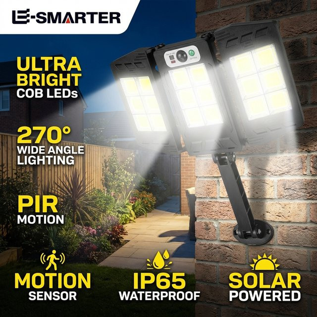 ESMARTER Solar-LED-Gartenleuchte mit Bewegungssensor und Fernbedienung, COB-Technologie, Schwarz - Bild 1
