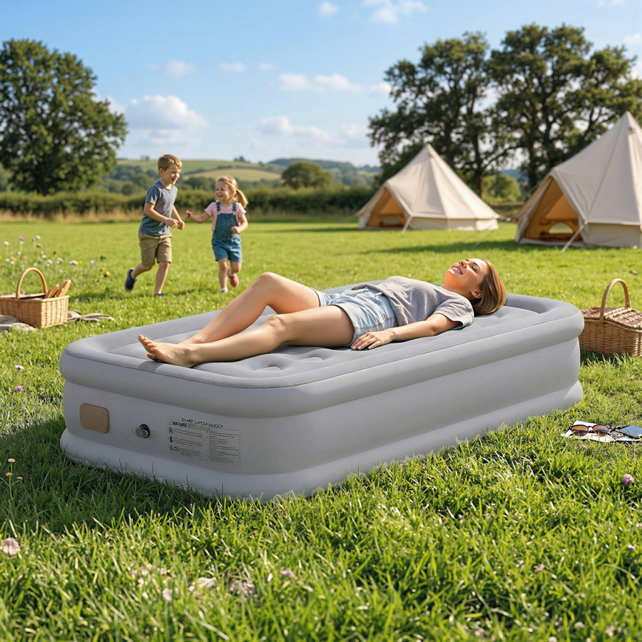 Outsunny Selbstaufblasende Luftmatratze für 1 Person mit integrierter elektrischer Pumpe, grau, B/T/H: 190 x 97 x 39 cm - Bild 2