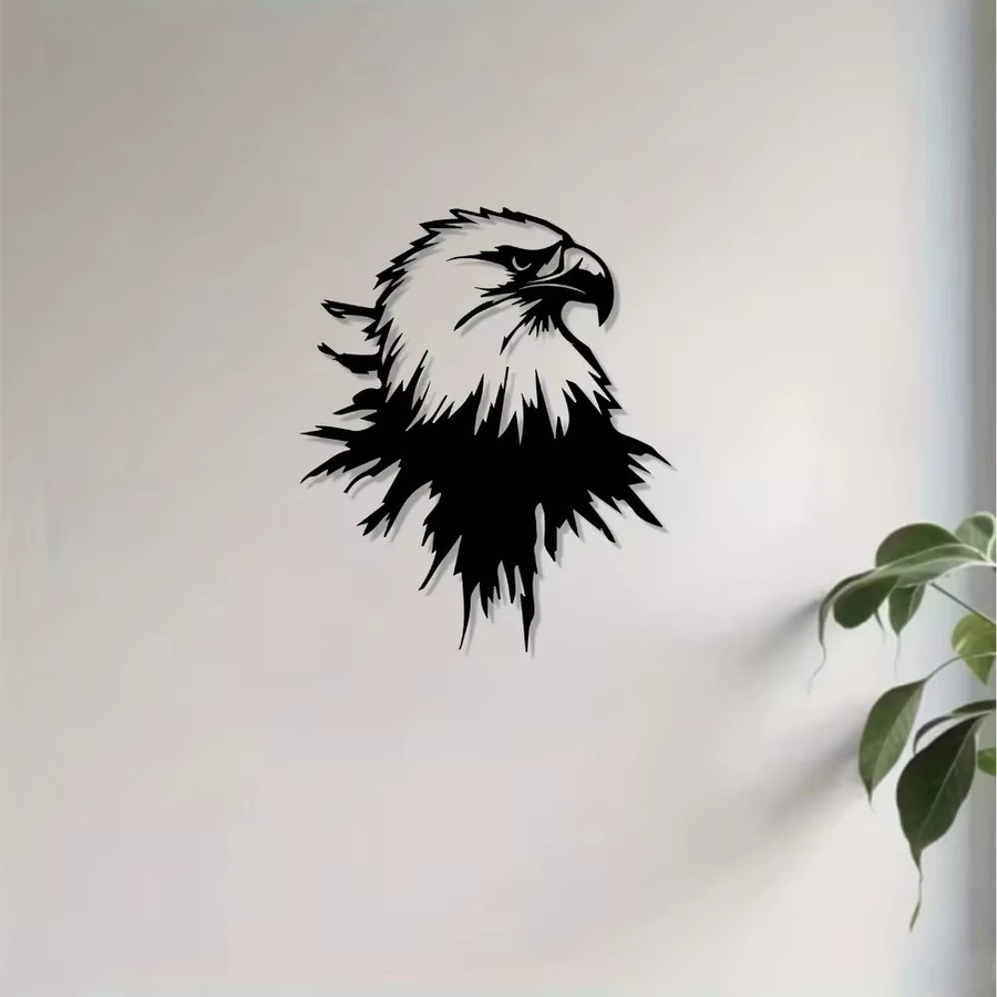 CIFBUY Adler Wandkunst aus Metall in Schwarz als moderne Vogelskulptur für Garten und Wohnzimmer - Bild 2