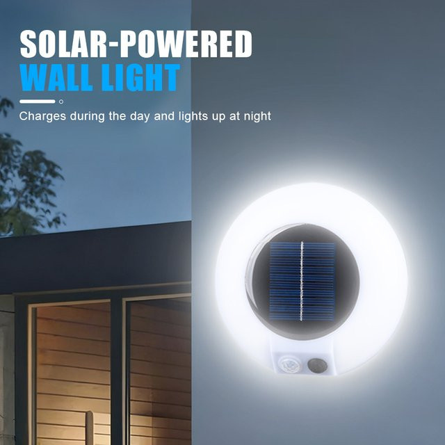 Heinast Moderne LED Solar Wandlampe in Weiß mit PIR Bewegungssensor für Garten und Außenbereich - Bild 1