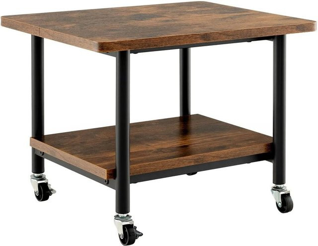 Costway Druckertisch mit Rollen in Braun, 2 Ebenen aus Metall und MDF, B/T/H: 49 x 40 x 38 cm - Bild 1