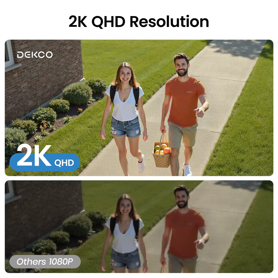 Dekco Solar Kamera System mit 4 Kameras, 3MP Auflösung, Drahtlose WiFi CCTV Set mit AI Erkennung und 5000 mAh Akku, Weiß - Bild 3