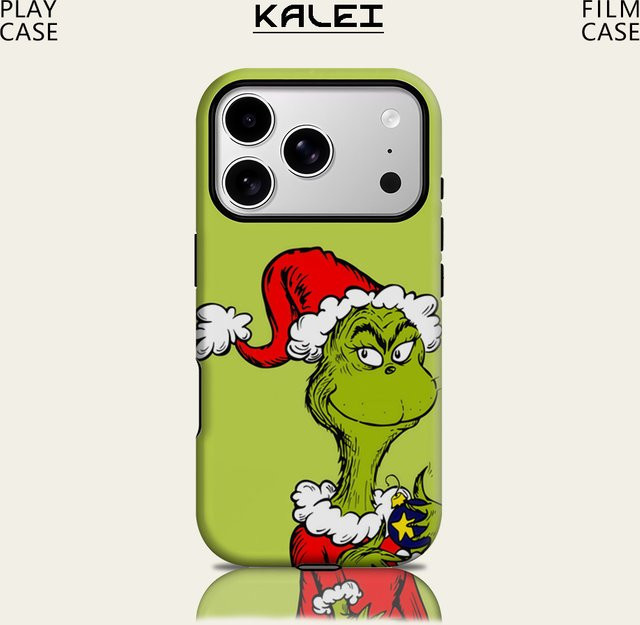 Magnetische iPhone Hülle mit Grinch Weihnachtsdesign für iPhone 17 16 15 14 13 Pro Max Plus, Double-Layer Tough Case, Grün - Bild 1