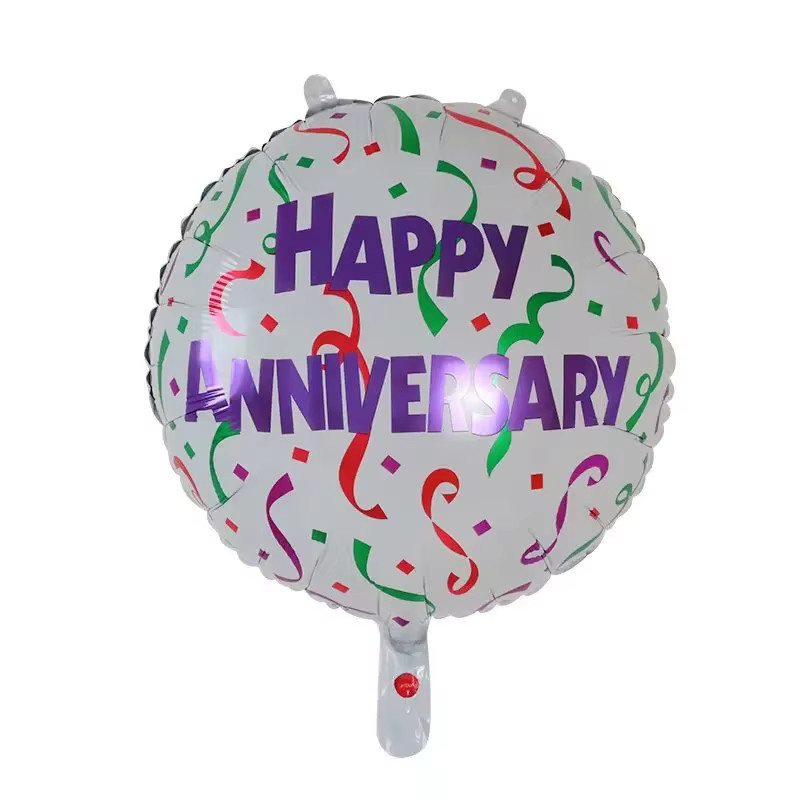 10 Stück Happy Anniversary Heliumballons für Hochzeit, Verlobung und Valentinstag, 18 Zoll, rund, Farbe: Multicolor - Bild 2