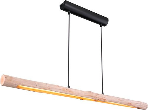 GLOBO LIGHTING LED-Hängeleuchte aus Metall und Holz in Schwarz und Naturfarben, höhenverstellbar, inkl. Leuchtmittel - Bild 1