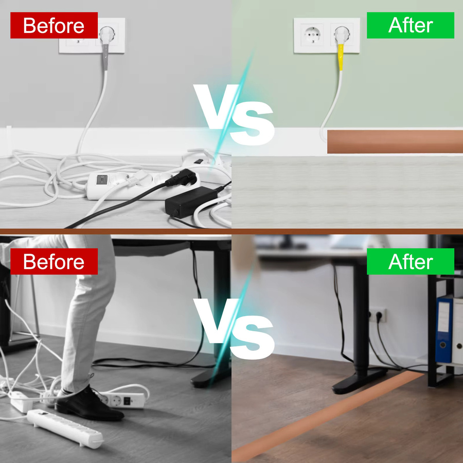 Uxcell Selbstklebende PVC-Bodenkabelabdeckung in Gelb für Stromkabel und Kabelkanäle - Bild 5