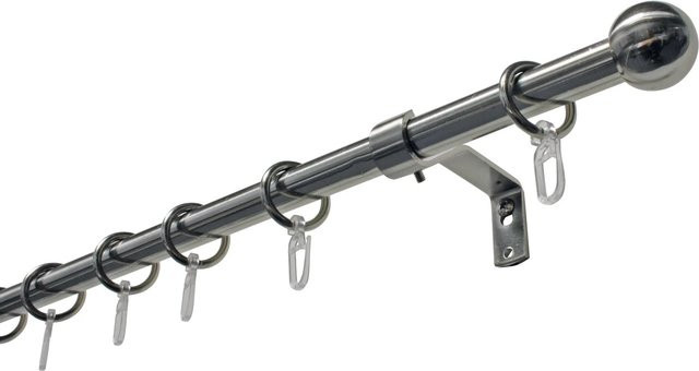 Gardinia Gardinenstangen-Set Kugel in Edelstahloptik, Farbe Silber, Durchmesser: 16 mm, Länge: 160 cm - Bild 1