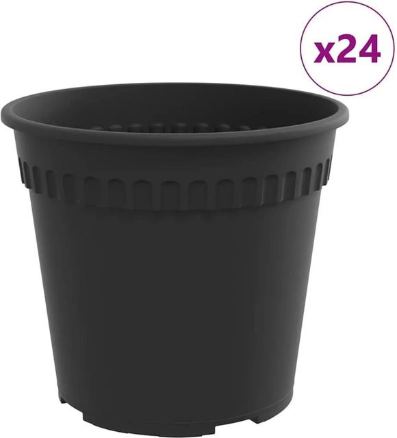 24er Set runde Blumentöpfe von vidaXL aus Kunststoff in Schwarz, Durchmesser: 19 cm, Höhe: 16 cm - Bild 1