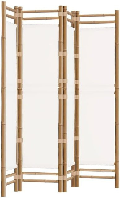 vidaXL Paravent faltbar aus Bambus und Canvas in Cremeweiß, 4-teilig, Höhe: 180 cm, Breite: 160 cm - Bild 1