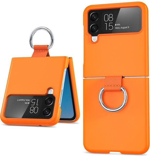 Luxus Matte PC Armor Hülle mit Fingerring für Samsung Galaxy Z Flip 6 5 4 3 in Transparent Orange - Bild 1