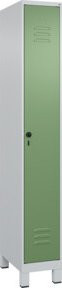 C+P Spind Classic PLUS Garderobenschrank mit 1 Abteil, Füße, Grau/Grün, H x B x T: 195 x 30 x 50 cm - Bild 1