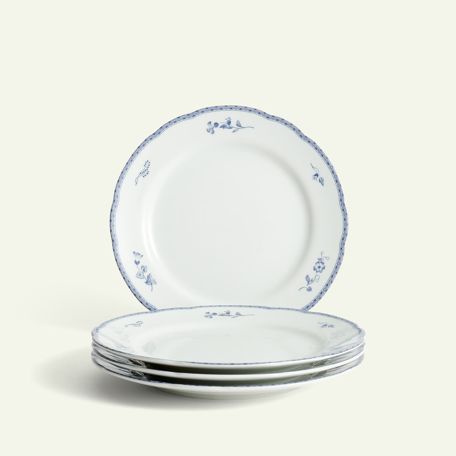 Jacqueline Lynd Dessertteller aus Porzellan mit floralem Muster in Blau und Weiß, 4er-Pack, Durchmesser: 21 cm - Bild 1