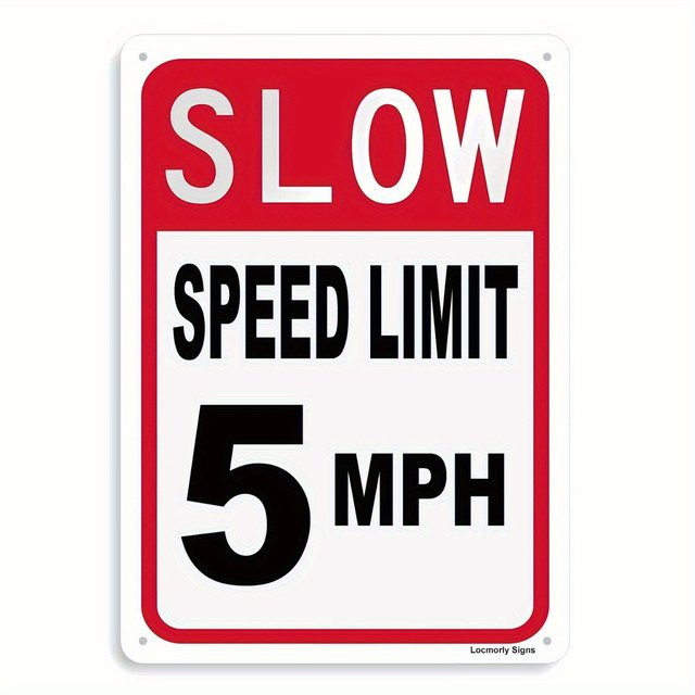 Yanna Retro Iron Speed Limit 5-MPH-Schild wetterfestes wandmontiertes Straßenschild für den Außenbereich in Rot und Schwarz - Bild 1