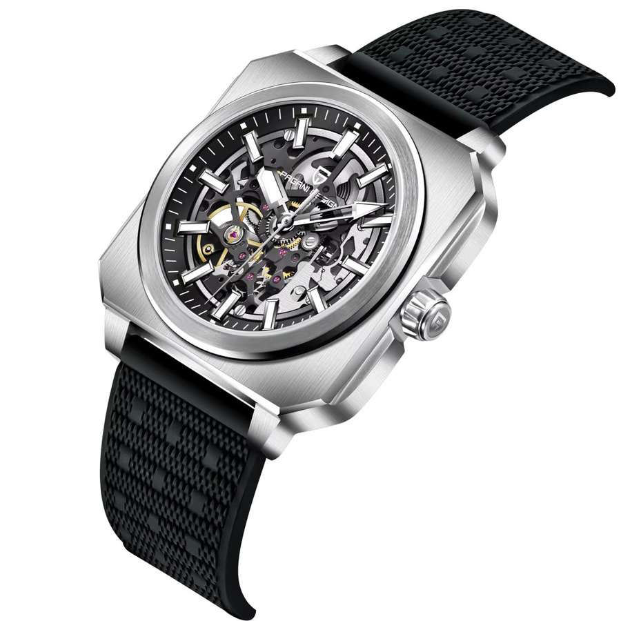 PAGANI DESIGN Armbanduhr, Automatik, Edelstahl, Leder, Schwarz, Herren - Bild 5