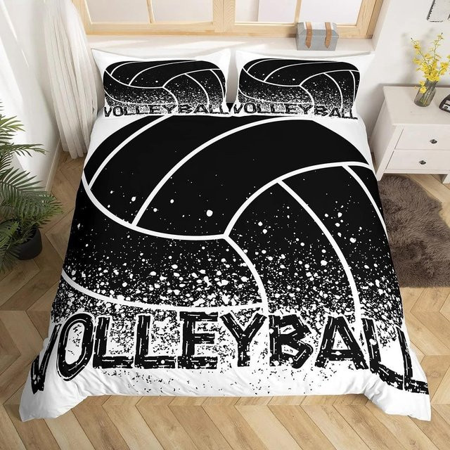 Binchi Fitness Volleyball Bettwäsche Set für Kinder mit Feuer und Wasser Design, 2-teilig, Schwarz, B/H: 70 x 133 cm - Bild 1
