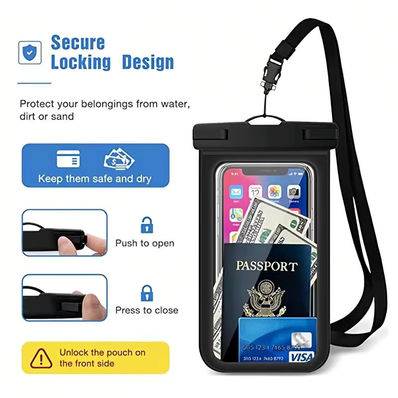 QUERPXAF Wasserdichte Handyhülle IPX8 Outdoor Telefon Abdeckung in Schwarz für iPhone und Samsung - Bild 2