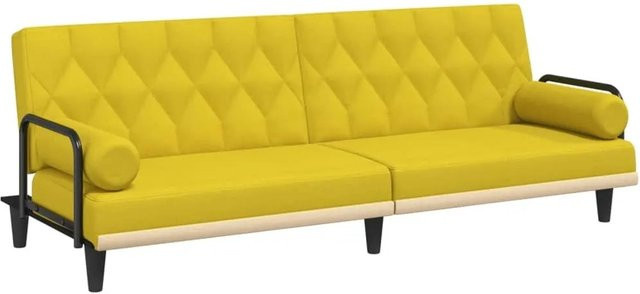 vidaXL Schlafsofa Click-Clack mit Armlehnen in Hellgelb aus Stoff für Wohnzimmer und Schlafzimmer - Bild 1