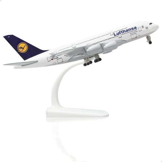 ZOCO Modellflugzeug Lufthansa A380 im Maßstab 1:300 aus Metalldruckguss, Länge: 20 cm - Bild 1