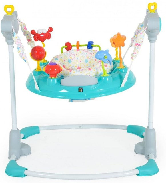 Hopser Vista Laufstall mit Spielcenter, Musik, Licht und MP3-Anschluss, höhenverstellbar, grau türkis - Bild 1