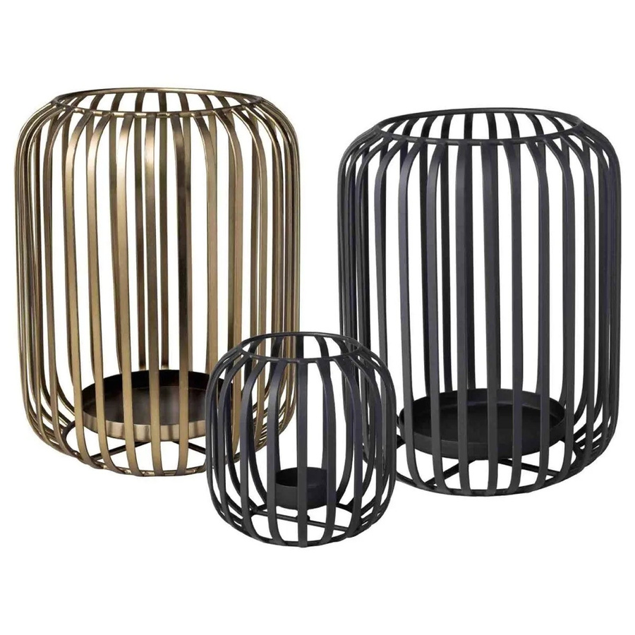 Villeroy & Boch Christmas Chic Windlichter-Set 3-teilig aus Metall in Schwarz und Gold, modern und rund - Bild 2