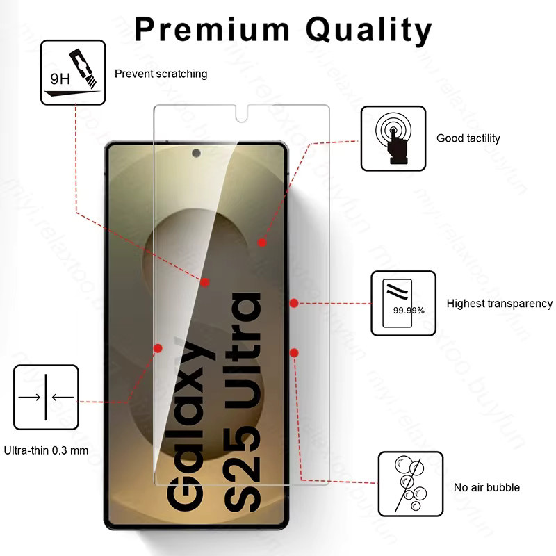 4er-Set Schutzglas für Samsung Galaxy S25, S25 Ultra Plus und S24 5G, transparent, HD Displayschutzfolie mit 9H Härtegrad - Bild 2