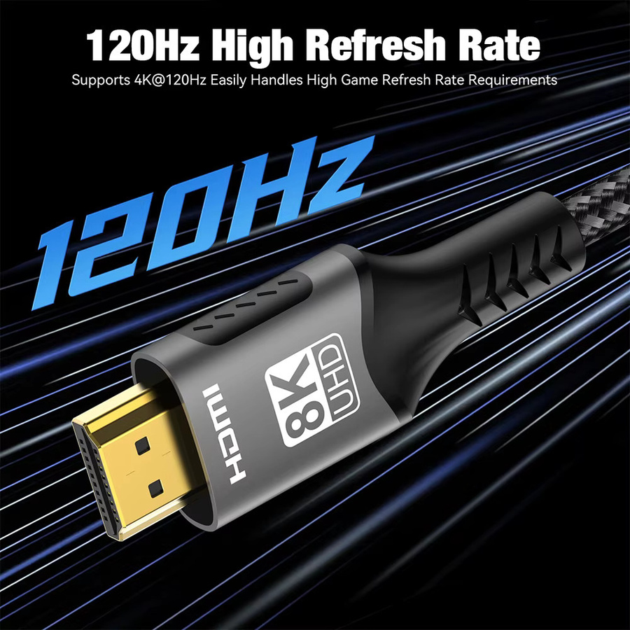 Nephy Ultra High Speed HDMI 2.1 Kabel in Schwarz mit 48Gbps, 8K 60Hz, 4K 120Hz, HDR und 3D-Effekt für HDTV und PC - Bild 4