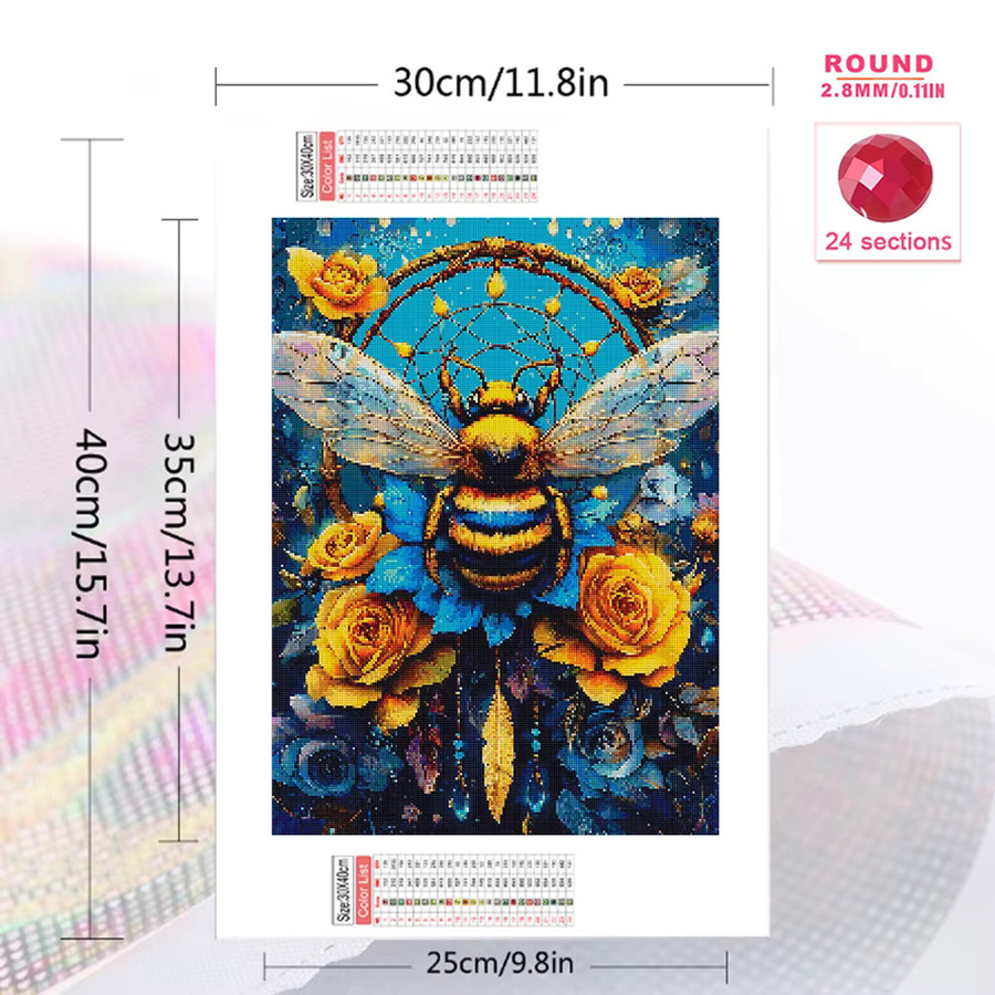 EverShine Diamant Mosaik Biene als quadratische Stickerei mit Strass Steinen in Multicolour B/H: 20 x 20 cm - Bild 2
