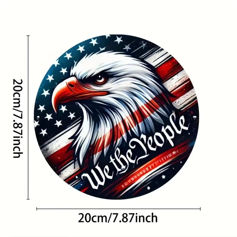 HELLOYOUNG Rundes Aluminiumschild mit amerikanischer Flagge in Rot, Weiß und Blau, Durchmesser: 30 cm - Bild 2