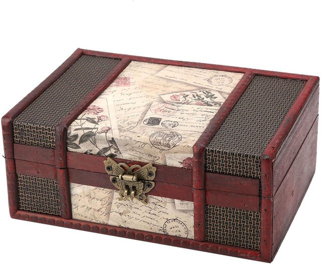 Vintage Aufbewahrungsbox aus Holz von DIYelecs in Grau und Braun, B/T/H: 23,0 x 16,0 x 9,8 cm - Bild 1