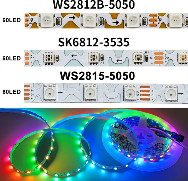 FUNZENXIN RGBIC LED-Lichtstreifen, individuell adressierbarer Smart IC LED-Streifen mit 60 Pixel/m, Multicolor, schneidbar - Bild 1