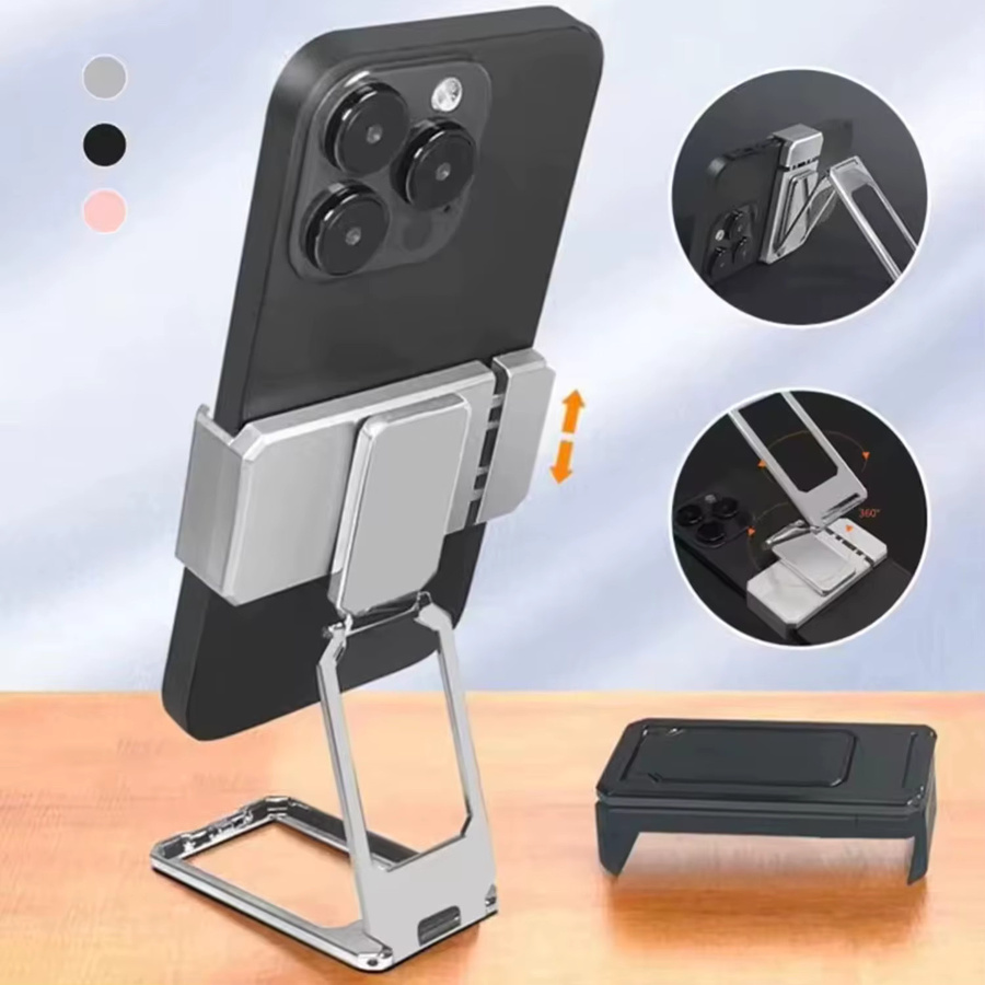 Aumengear Flexibler Desktop-Handyhalter Typ 360 mit Rückenclip und Klapphalterung in Gold - Bild 2
