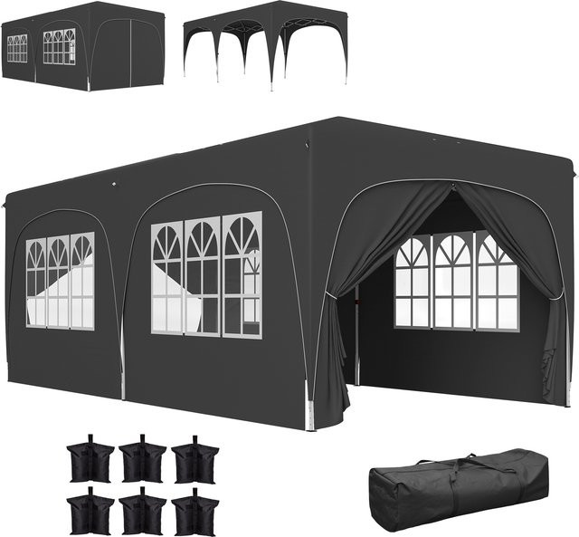 Outsunny Gartenpavillon Pop-up Faltzelt mit UPF50+ Schutz, höhenverstellbar, dunkelgrau, B/T: 6 x 3 m - Bild 1