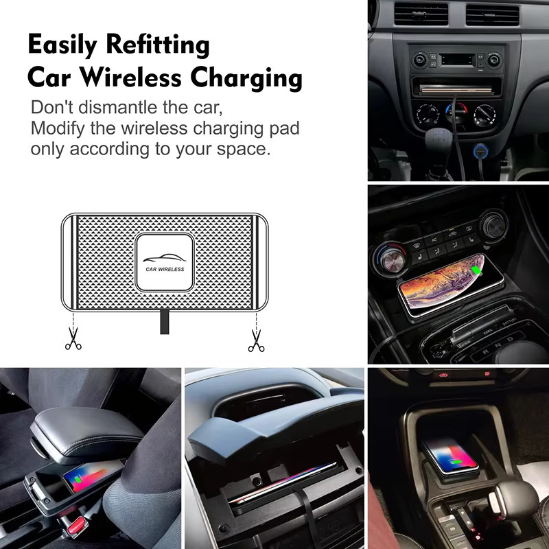 TIMESS Wireless Auto-Ladegerät aus Silikon in Schwarz, rutschfestes Schnelllade-Pad für iPhone und Samsung Smartphones - Bild 4