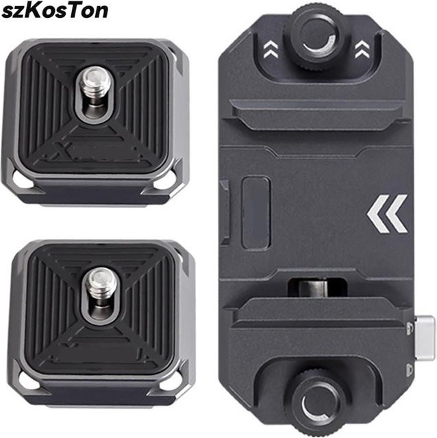 SZKOSTON Universal DSLR Kamera Gimbal Schnellwechselplatte mit Klemme als Stativ und Slider Mount Adapter in Schwarz - Bild 1