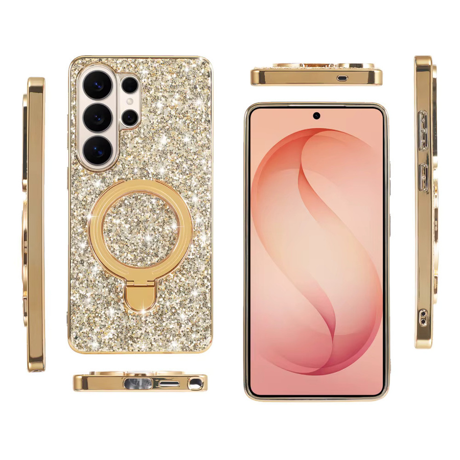 Luxuriöse Glitzer-Magnet-Hülle für Samsung Galaxy S26 S25 S24 S23 S22 S21 Ultra Plus FE A55 A56 A36 A26 in Gold, stoßfeste Schutzhülle - Bild 1