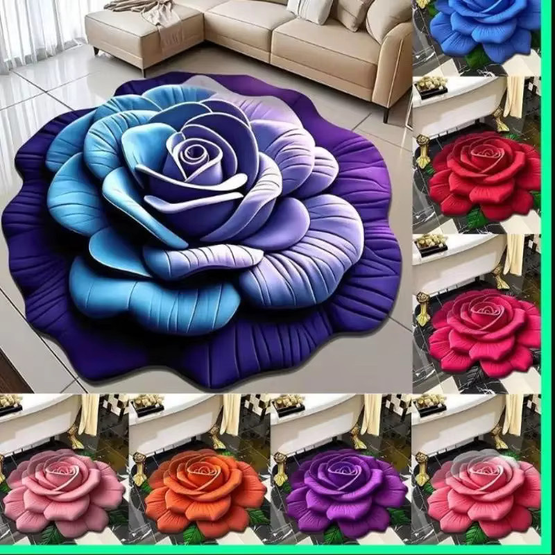 VIKAMA Bodenmatte mit floralem Pfingstrosen-Design in Multicolour, weicher dekorativer Teppich für Schlafzimmer, Badezimmer und Wohnzimmer - Bild 2