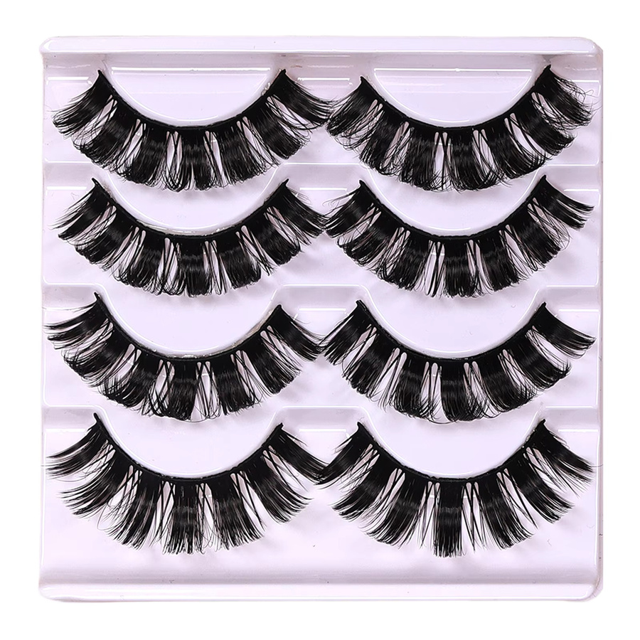JIEFUXIN Künstliche Wimpern, 4 Paar, DD Curl, Black, Unisex - Bild 6