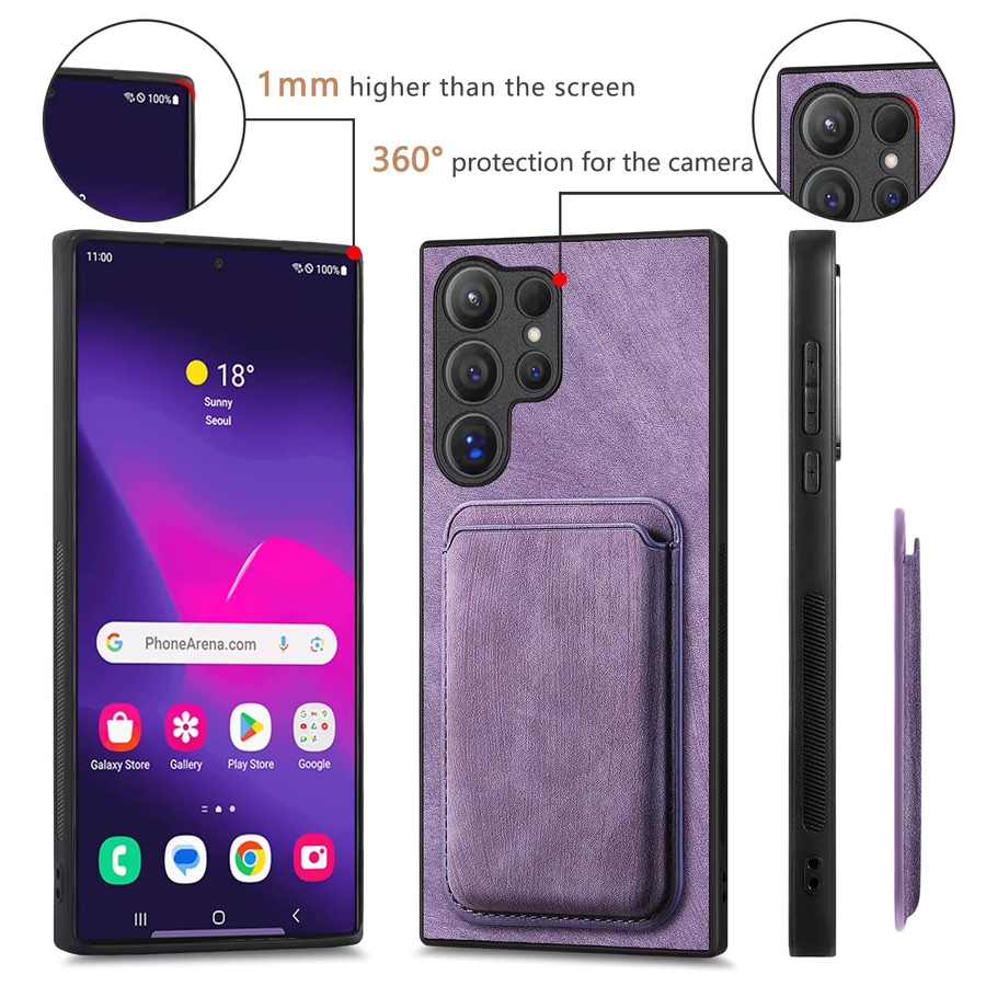 2 in 1 Handyhülle mit abnehmbarem Magnet und Kartenhalter für Samsung Galaxy S24 S23 S22 Ultra Plus A35 A25 A15 A05 A05s in Schwarz - Bild 3