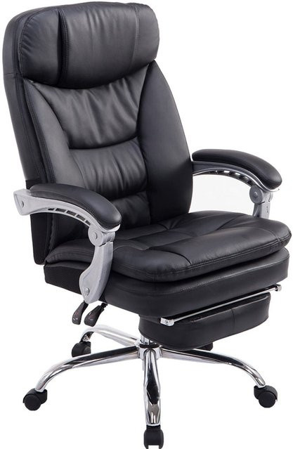 TPFLiving XL Bürostuhl Troja in Schwarz aus Kunstleder mit Armlehnen und Rollen, B/T/H: 67 x 67 x 160 cm - Bild 1