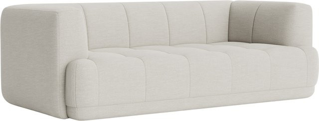 HAY Quilton 2 Sitzer Sofa in Beige mit Textilbezug und Quilting-Optik - Bild 1