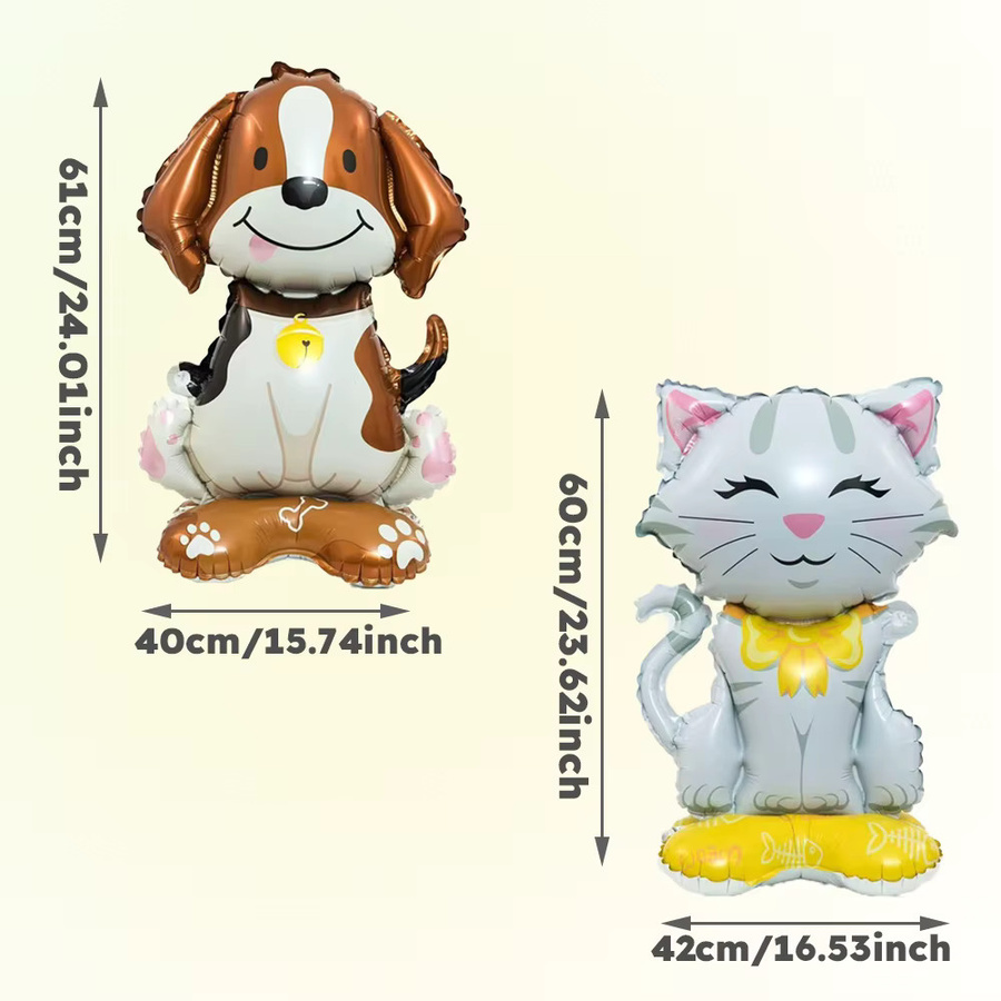 Tierballon mit Ständer, Cartoon-Hunde- und Katzen-Filmfiguren-Ballons, 1-teiliges Set - Bild 3