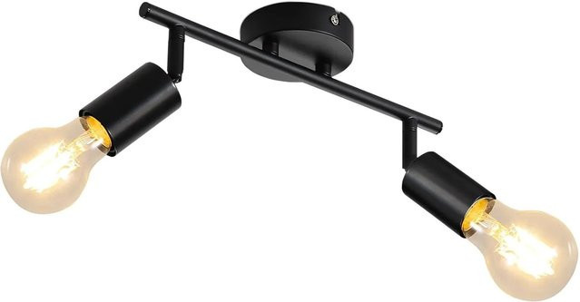 NETTLIFE Deckenstrahler aus Metall in Schwarz mit 2x E27 Fassungen, modern und verstellbar - Bild 1