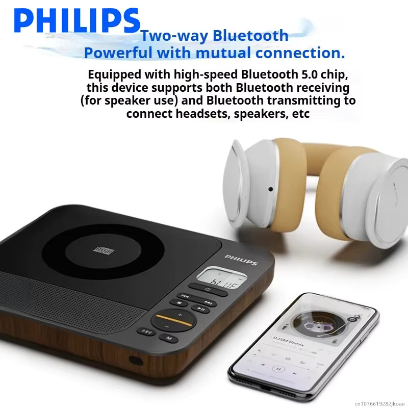Philips EXP5608 CD-Lautsprecher mit Bluetooth in Schwarz und Braun - Bild 3