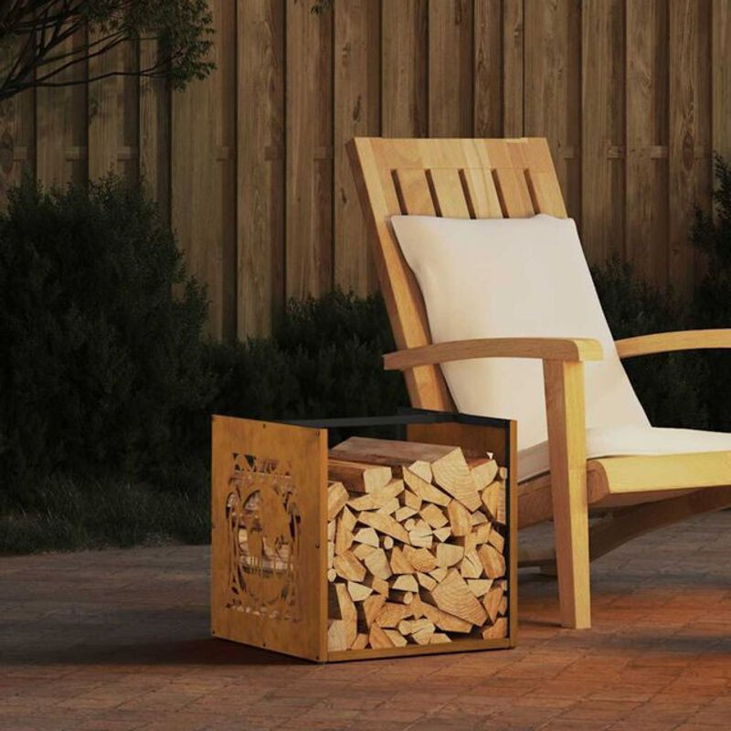 Vidaxl Brennholzregal aus wetterfestem Stahl B/T/H: 40 x 40 x 40 cm - Bild 1