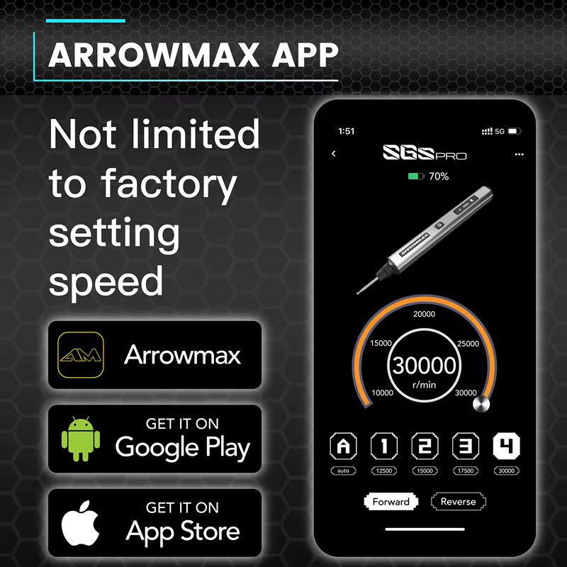 ARROWMAX Elektrischer Gravurstift Schwarz, kabelloses Mini-Schleifwerkzeug zum Gravieren, Schnitzen und Polieren für DIY-Projekte - Bild 3