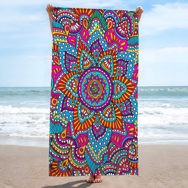 Dalangpa Strandtuch mit Mandala Muster aus Mikrofaser, weich und saugfähig, Breite: 30 cm, Höhe: 60 cm - Bild 1