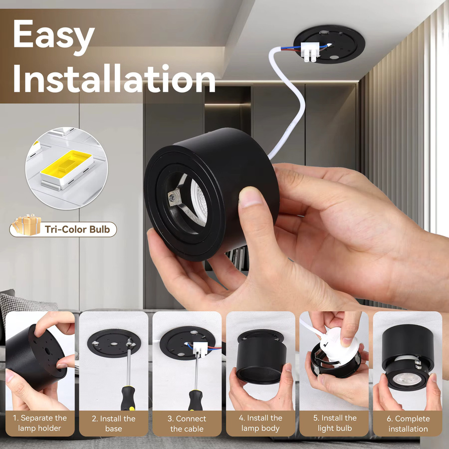 CANMEIJIA LED-Downlight in Weiß mit verstellbarem Winkel für Aufbaumontage im Wohnzimmer und Schlafzimmer - Bild 4