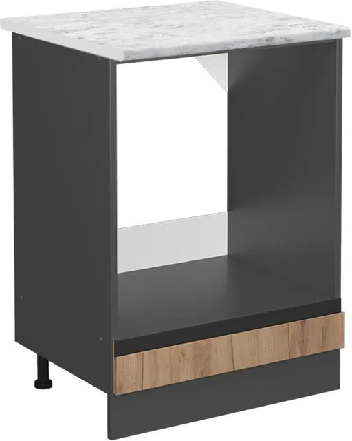 Vicco R-Line Herdbauschrank Goldkraft in Eiche und Anthrazit mit Marmor-Optik, B/T/H: 60,0 x 46,0 x 81,6 cm - Bild 1