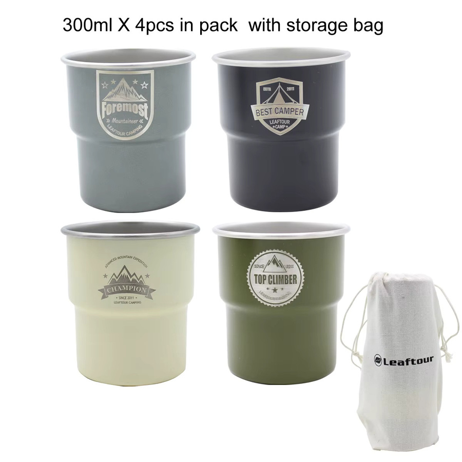 Leaftour Campingbecher Set aus Edelstahl 304, 4 Stück, mehrfarbig, 300 ml pro Becher - Bild 2