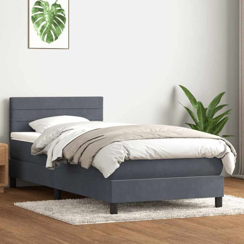 vidaxl Boxspringbett mit Matratze in Dunkelgrau aus Samt, B/T/H: 80 x 210 x 78 cm - Bild 1
